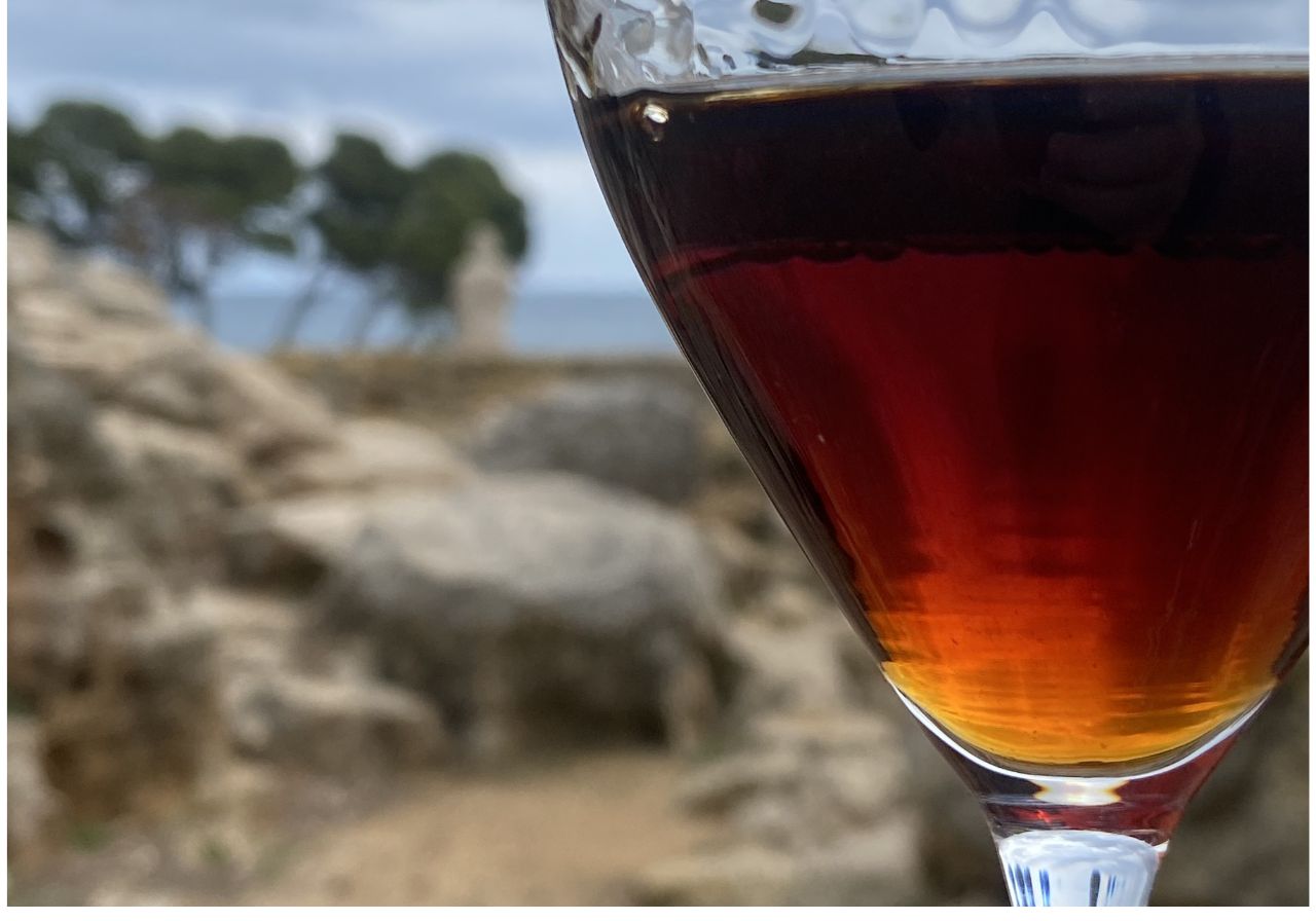 A flight of seven Commandaria wines